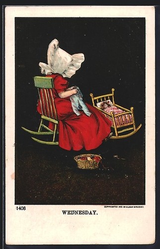 Fille poupée cousant dans - et,