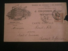 LETTRE  CARTE POSTALE PRIVE SEMEUSE 129 ILLUSTRE ILLUSTRATION ARME CHASSE GUERRE