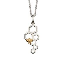 Alvéolaire Bee Pendentif 9ct Jaune Plaqué Or Poinçonnée Tout Chaîne Longueurs