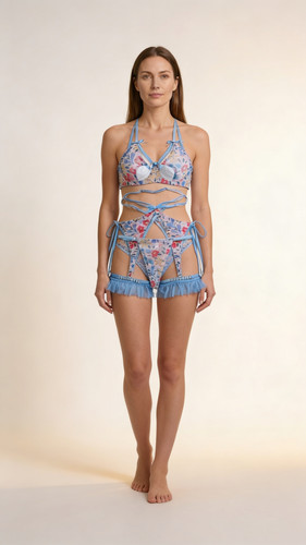 Ensemble lingerie vintage bleu - ensemble,