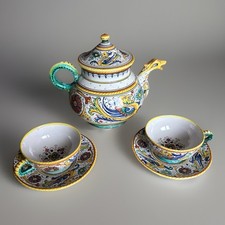 DERUTA ITALIE SERVICE TETE A TETE THÉIÈRE ET TASSES