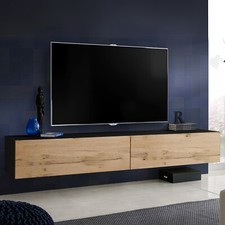 NOUVEAU komodee Loreto Armoire Suspendue TV, Blanc, Noir, Chêne, Porte Niches