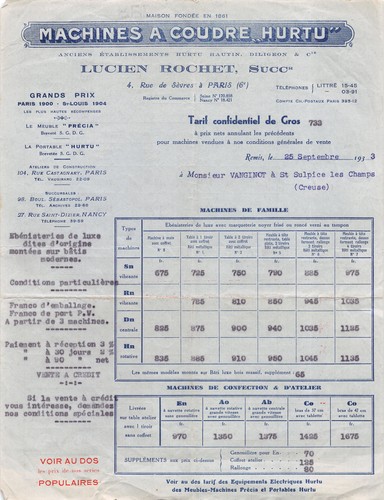 1933 machines coudre hurtu - 1933, a