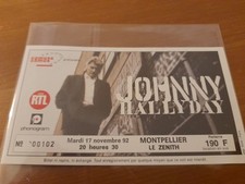 billet place ticket concert Johnny hallyday Montpellier 17/11/1992