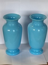 Paire vases opaline bleu - vases,