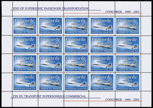 Feuillet vignettes avion - , dent