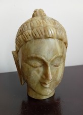 Grande Tête de Bouddha Pierre dure Asie 1.3 Kg H 14 cm
