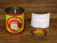 ANCIENNE BOITE RONDE EN TOLE PUBLICITAIRE LA POULE AU POT 20 UNITÉS COLLECTION
