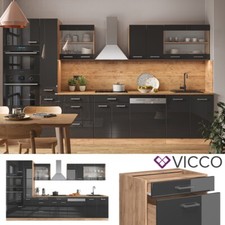 Kitchenette Bloc cuisine Cuisine intégrée R-Line 350 cm chêne anthracite Vicco