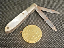 Couteau de poche  miniature double lame manche type nacre