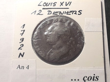 Louis XVI 12 Deniers 1792 N An 4 François