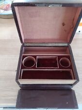 Ancien Coffret Boîte BOIS ET CUIR COFFRET ENCRIER TOILETTE  PHARMACIE FERMOIR