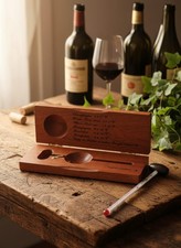 Thermomètre à Vin Vintage Français dans Coffret en Bois | Températures Sommelier