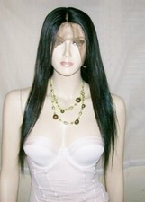 Full Lace Wig 100% indian Remy Human Hair 20" color 1B Perruque Indétectable 