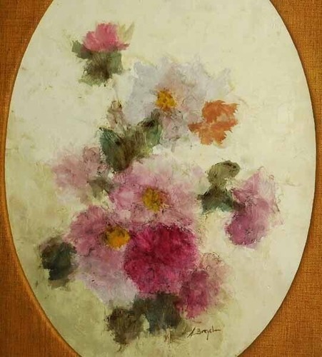 Tableau ancien huile floral
