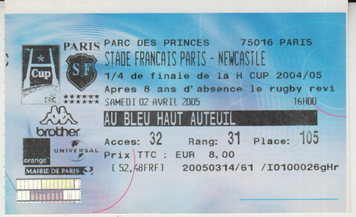 Billet match rugby - match, de