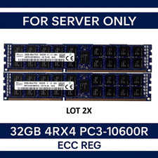 LOT 2X RAM SERVER 32GB 4Rx4 PC3-10600 (DDR3-1333) ECC REG HYNIX HMT84GR7BMR4C-H9