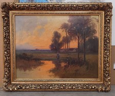 Eugène Galien-Laloue, Grand Tableau Paysage Bord De Rivière