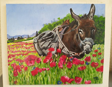 TABLEAU ACRYLIQUE ANE COQUELICOTS SIGNE MAEXI 2008