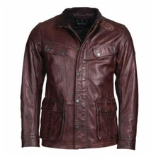 BARBOUR INTERNATIONAL CUIR LEATHER JACKET VESTE TAILLE M 