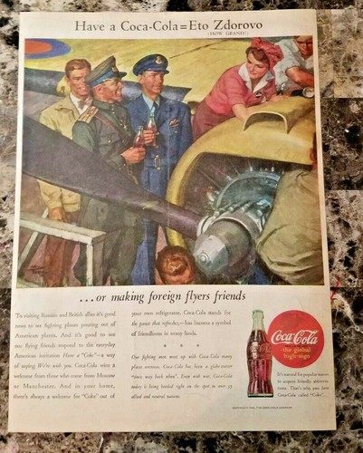 Coca cola 1944 vintage print - vintage,