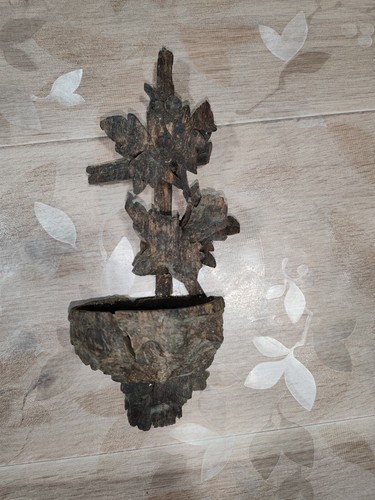 Rare ancien benitier bois - rare,