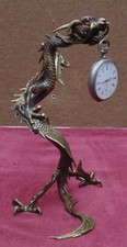 rare MAGNIFIQUE ANCIEN grand dragon bronze porte montre gousset chine 19 eme