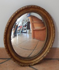 ANCIEN MIROIR  Ovale Oeil de Sorcière Bombé en BOIS