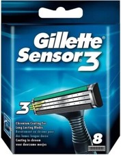 Pack 8 Lames GILLETTE SENSOR 3 Recharge Rasoir Rasage Lot Sensor3 Neuf Original