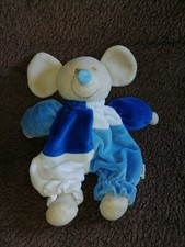 Doudou peluche souris grise bleu blanc Bestever