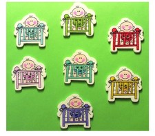 LOT 7 BOUTONS BOIS : bébé