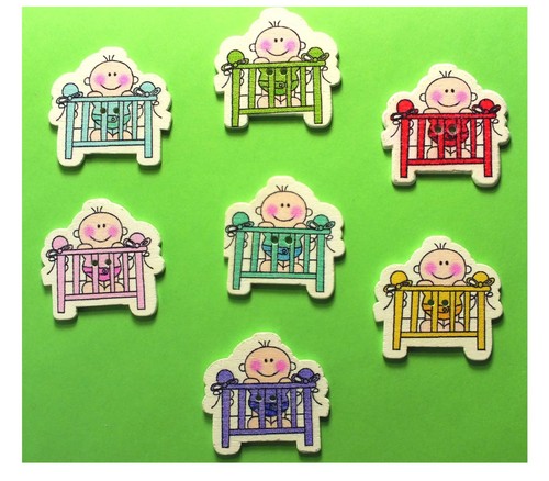 Lot boutons bois bébé - boutons,