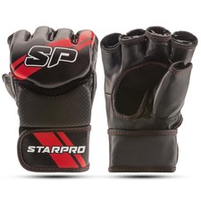 Star Gants MMA - Cuir PU - Blanc et Noir - pour Sparring en au Combat Muay Th...