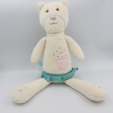 Doudou ours blanc bleu coeurs