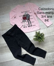 Calzedonia 3 Ans Fille : T Shirt Rose Et Jegging Noir Mi Saison Hiver En TBE