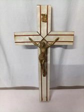 Crucifix En Laiton Sur Bois Et Nacre ( Réf : CH3 )