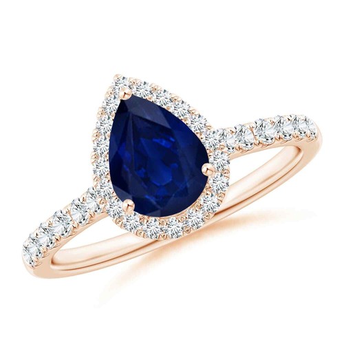 Bague diamant halo - diamant, saphir
