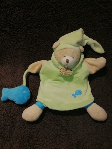 Doudou marionnette ours vert - doudou,
