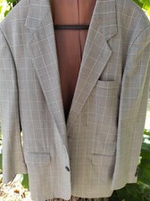 VESTE HOMME à carreaux LAINE POLYESTER TREVIRA Taille 50/52 TASSO LINE en TBE.