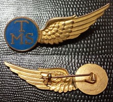 PAYS-BAS BREVET AÉRONAVALE ROYALE RADIO/MÉCANICIEN/MITRAILLEUR WWII Argent doré