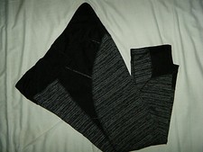  Active Life Workout Leggings Black Gray Striped Space Dye Fitted Pants Womens M