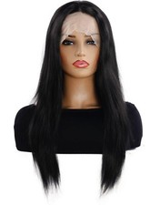 Perruque Synthétique Longue Indétectable Femme Noir Lace Frontal Wig Dentelle