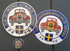 Plaque Automobile Club Anciennes Varoises Toulon metal car badge + Pins +Sticker