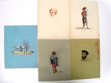 DESSINS A L'AQUARELLE DU 19ème SIÈCLE- ECOLE FRANÇAISE - 5 PIÈCES - MÊME ARTISTE