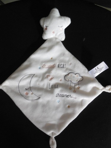 Doudou plat étoile blanc - étoile,