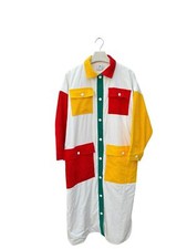 Courrèges Courreges 1970s Multicolor Long Cotton Coat Size M – Made in France