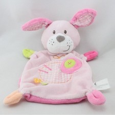Doudou plat lapin rose vert