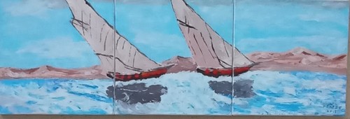 Tableau acrylique les régates - acrylique,