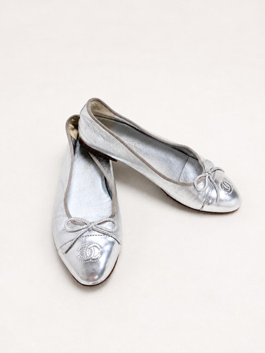 Chanel ballerines cuir - ballerines, argent