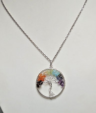 Pendentif arbre de vie pierres semi précieuses chakras 3,7 cm Vendu sans chaine